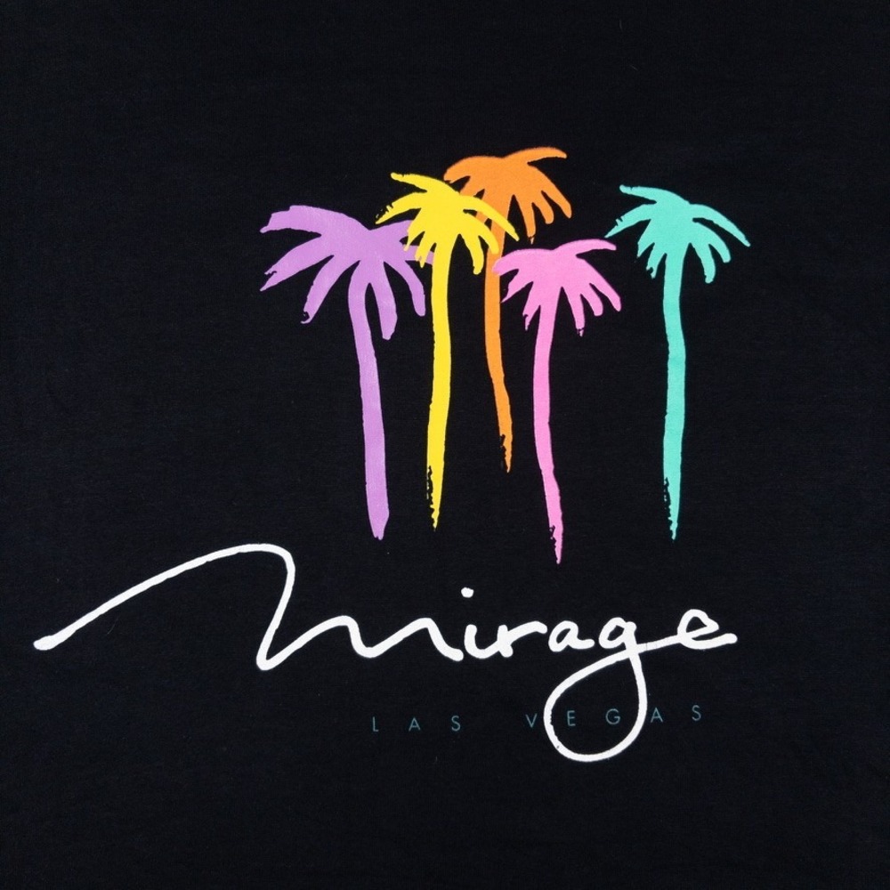 Vintage Mirage Casino Shirt Mens XL Black Neon Palm Tree Las Vegas USA Made Tee - Picture 3 of 6